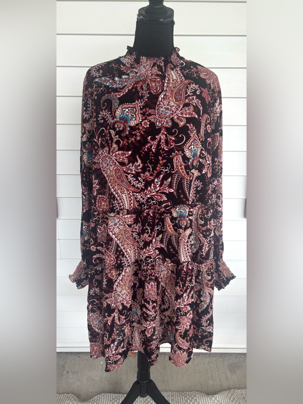 Anthropologie Ruffled Paisley Tiered Cady Dress Size 2X Boho Flowy - Picture 1 of 6